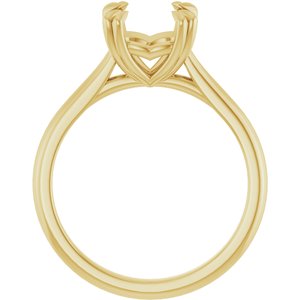 14K Yellow Gold 8 mm Cushion Solitaire Engagement Ring Mounting