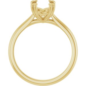 14K Yellow Gold 8x6 mm Emerald Solitaire Engagement Ring Mounting