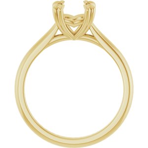 14K Yellow Gold 7 mm Cushion Solitaire Engagement Ring Mounting