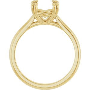 14K Yellow Gold 7 mm Asscher Solitaire Engagement Ring Mounting