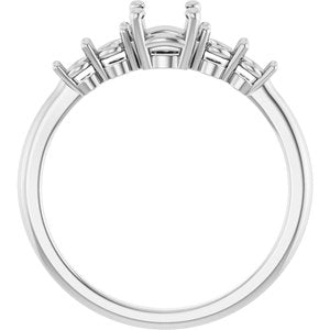 14K White Gold 5.2 mm Round Accented Engagement Ring Mounting