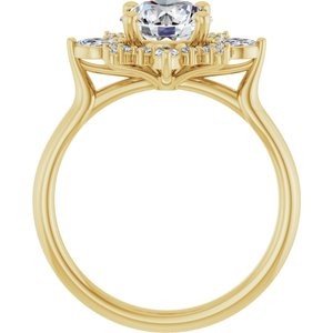 14K Yellow Gold 7.4 mm Round 1/3 CTW Natural Diamond Semi-Set Engagement Ring