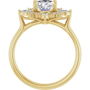 14K Yellow Gold 9x7 mm Oval 1/3 CTW Lab-Grown Diamond Semi-Set Engagement Ring