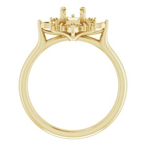 14K Yellow Gold 6x4 mm Emerald Engagement Ring Mounting