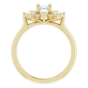 14K Yellow Gold 6x4 mm Emerald 1/3 CTW Natural Diamond Semi-Set Engagement Ring