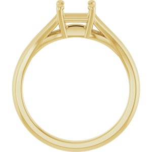 14K Yellow Gold 5 mm Square 4-Prong Cathedral Split Shank Engagement Ring Mounting