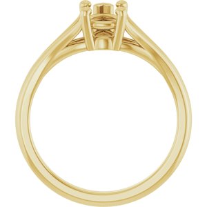 14K Yellow Gold 8x6 mm Pear 4-Prong Cathedral Split Shank Engagement Ring Mounting