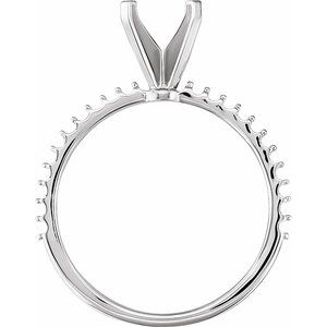 14K White Gold 6.5 mm Round Engagement Ring Mounting