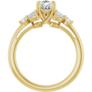 14K Yellow Gold 7x5 mm Pear 1/4 CTW Natural Diamond Semi-Set Engagement Ring