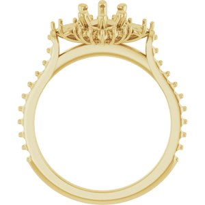 14K Yellow Gold 12x6 mm Marquise Halo-Style Accented Engagement Ring Mounting
