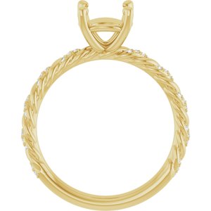 14K Yellow Gold 7.4 mm Round .08 CTW Natural Diamond Semi-Set Engagement Ring