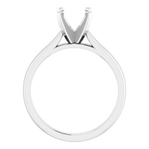 14K White Gold 7.5 mm Round Solitaire Engagement Ring Mounting
