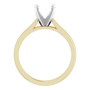 14K Yellow/White Gold 7.5 mm Round Solitaire Engagement Ring Mounting