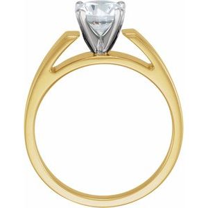 14K Yellow/White Gold 6.5 mm Round Engagement Ring Mounting