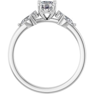 14K White Gold 5.2 mm Round 1/5 CTW Natural Diamond Semi-Set Engagement Ring