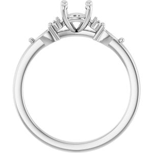 14K White Gold 5.2 mm Round Accented Split Shank Engagement Mounting