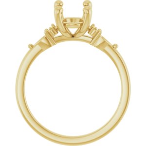 14K Yellow Gold 10x8 mm Oval Accented Split Shank Engagement Mounting
