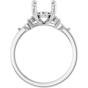 14K White Gold 11x9 mm Oval Accented Split Shank Engagement Mounting