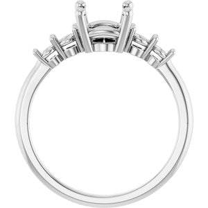14K White Gold 9x7 mm Oval Accented Engagement Ring Mounting