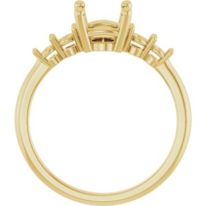 14K Yellow Gold 9x7 mm Oval Accented Engagement Ring Mounting