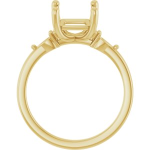 14K Yellow Gold 10x8 mm Emerald Accented Split Shank Engagement Mounting