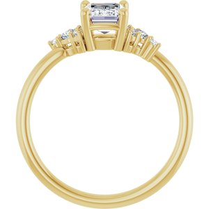 14K Yellow Gold 7x5 mm Emerald 1/8 CTW Natural Diamond Semi-Set Engagement Ring