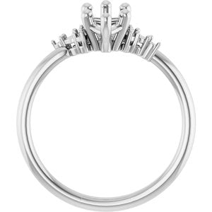 14K White Gold 10x5 mm Marquise Engagement Ring Mounting