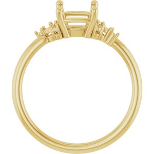 14K Yellow Gold 8x6 mm Emerald Engagement Ring Mounting