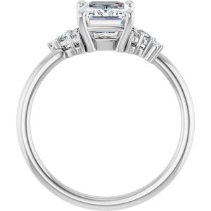 14K White Gold 8x6 mm Emerald 1/6 CTW Lab-Grown Diamond Semi-Set Engagement Ring