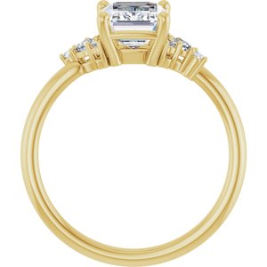 14K Yellow Gold 8x6 mm Emerald 1/6 CTW Lab-Grown Diamond Semi-Set Engagement Ring