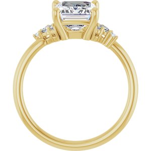 14K Yellow Gold 9x7 mm Emerald 1/6 CTW Lab-Grown Diamond Semi-Set Engagement Ring