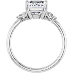 14K White Gold 9x7 mm Emerald 1/6 CTW Lab-Grown Diamond Semi-Set Engagement Ring