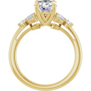 14K Yellow Gold 9x7 mm Oval 1/4 CTW Natural Diamond Semi-Set Engagement Ring