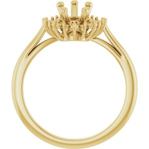 14K Yellow Gold 9x6 mm Pear Halo-Style Engagement Ring Mounting