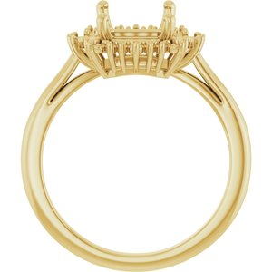 14K Yellow Gold 9x7 mm Emerald Halo-Style Engagement Ring Mounting