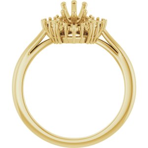 14K Yellow Gold 12x6 mm Marquise Halo-Style Engagement Ring Mounting