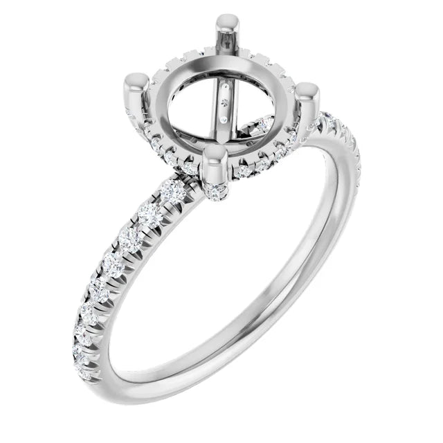 14K White 1/2 CTW Lab-Grown Diamond Semi-Set Engagement Ring