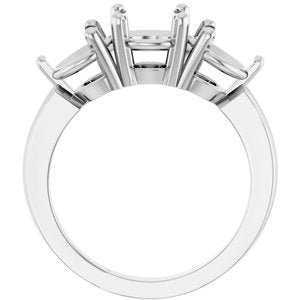 14K White Gold 7.4 mm Round Three-Stone Engagement Ring Mounting