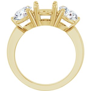 14K Yellow Gold 7.4 mm Round 2 CTW Natural Diamond Semi-Set Three-Stone Engagement Ring