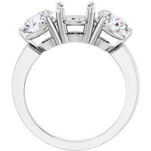 14K White Gold 7.4 mm Round 2 CTW Natural Diamond Semi-Set Three-Stone Engagement Ring