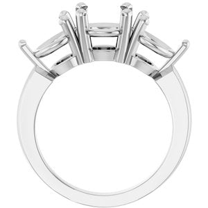 14K White Gold 8 mm Round Three-Stone Engagement Ring Mounting