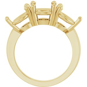 14K Yellow Gold 8.2 mm Round Three-Stone Engagement Ring Mounting