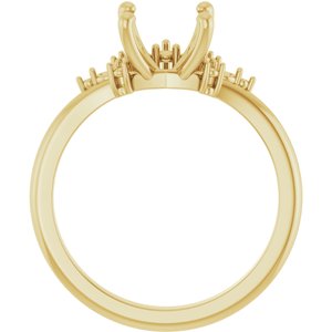 14K Yellow Gold 8.2 mm Round Accented Engagement Ring Mounting