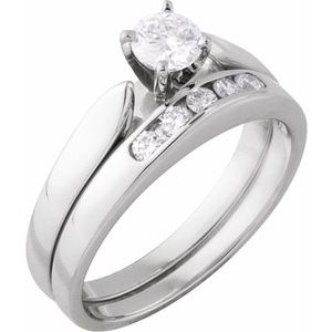14K White Gold 4.5 mm Round Engagement Ring Mounting