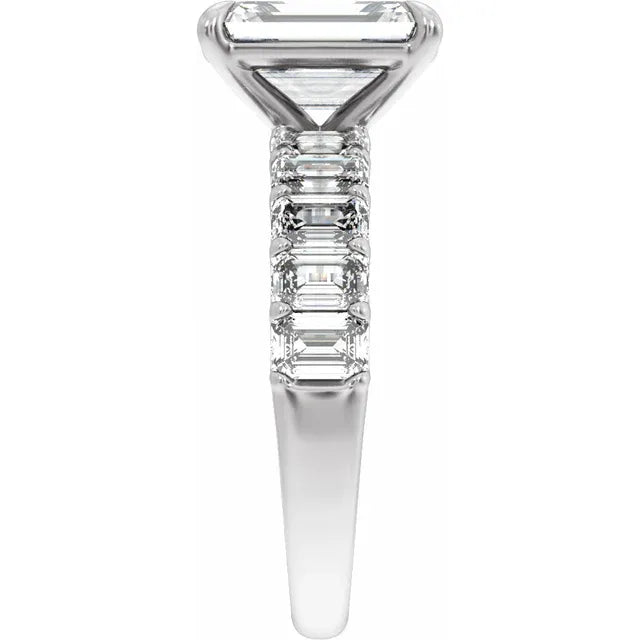 14K White Gold Emerald 2 CTW Lab-Grown Diamond Semi-Set Engagement Ring