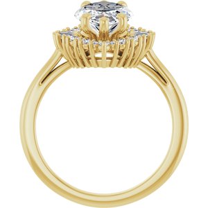 14K Yellow Gold 15x7.5 mm Marquise 1/3 CTW Natural Diamond Semi-Set Baguette Halo-Style Engagement Ring