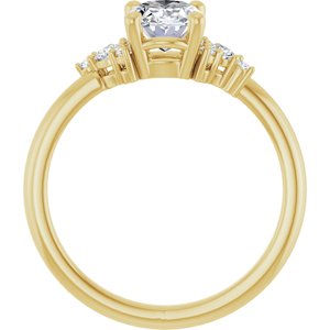 14K Yellow Gold 8x6 mm Oval 1/8 CTW Natural Diamond Semi-Set Engagement Ring