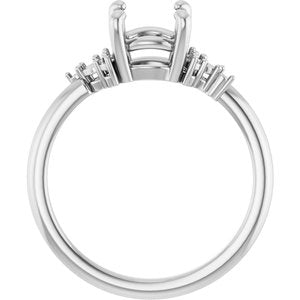 14K White Gold 7.4 mm Round Engagement Ring Mounting