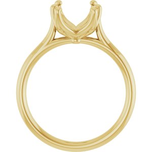 14K Yellow Gold 9x7 mm Emerald Solitaire Engagement Ring Mounting