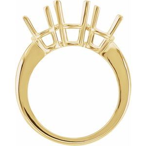 14K Yellow Gold Three-Stone Engagement Ring Mounting